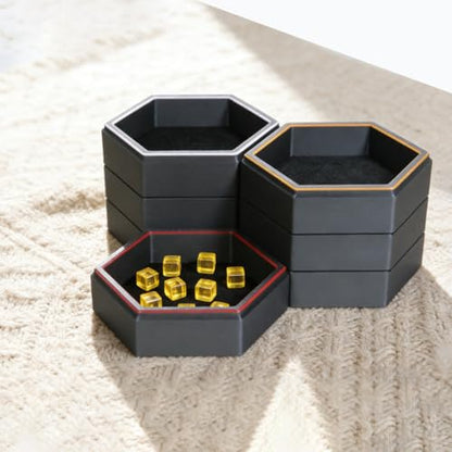 Magnetic Hex Board Game Trays, Modular Stackable Token Dice Trays (7-Pack) | Built-in Magnets, Flexible Combination, Stackable For Storage, Token & Dice Organizer, 7 Colors, Modular Design