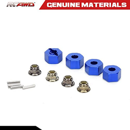 RCAWD 12mm Aluminum Wheel Hex Drive Hub Adaptor (4P) & M4 Locknut (4P) RC Model Car Parts Blue(Orange) - color: Navy Blue