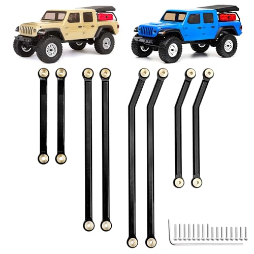 Hobbypark Aluminum High Clearance Links Set Upgrades for Axial SCX24 Gladiator AXI00005 Upgrades 1/24 RC Crawler Car (Black) - color: Black