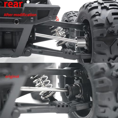 MORLORDY 4Pcs RC Front & Rear CVD Driveshaft 1 Set Metal Drive Shafts for 1/16 HBX 16889A, I-mex Katana, I-mex Shogun, Red-cat Volcano16 Upgrade Parts