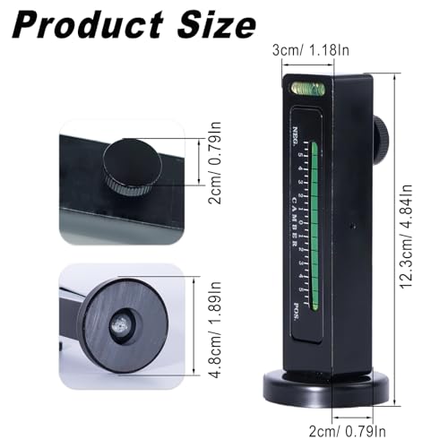 Camber Alignment Tool Universal Camber Gauge, Gauge Accurate -5 +5, Wheel Alignment Tool with Magnetic Base for Car SUV RV Off Road Vehicle (Black) - color: Black