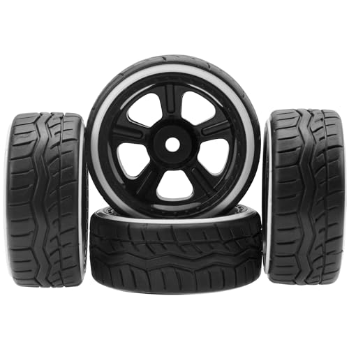 1/10 RC Hard Plastic Drift Tires & Wheel Rims 12mm Hex Compatible with HSP 94123 Tamiya TT01 TT02 Kyosho Traxxas 4-Tec 2.0 Himoto HPI Redcat 1/10 On-Road RC Drift Drifting Car