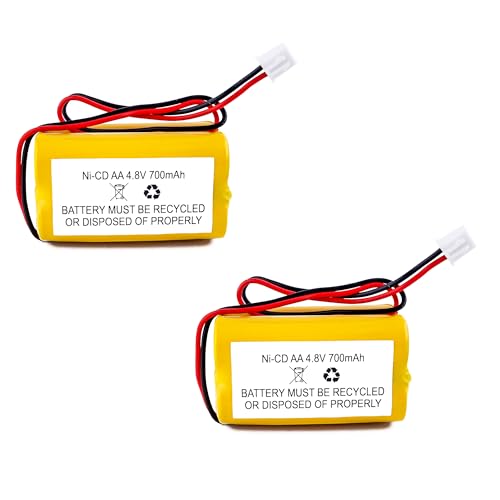 Fulpower 2-Pack 4.8V 700mAh Replacement Exit Sign Battery | Fits AA700mAh, BL93NC487, BL93NC484 & BAA48R. Ni-Cd rechargeable with long-life, ideal for emergency exit lights