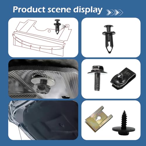 SLIMI 100 PCS Car Body Screws and Bolts, Bumper Fender Screws Bolts Set, Splash Shield Retainer U-Nuts Kit, Universal Engine Chassis Nut/Body Clamp, for Most Cars, SUVs, Trucks (Black)