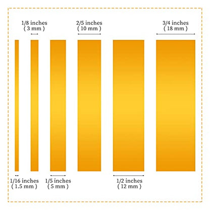 6 Rolls Fine Line Tape 1/16, 1/8, 1/5, 2/5, 1/2, 3/4 Inch x 55 Yard Fineline Masking Tape Painter Adhesive Automotive for DIY Car Auto Paint (Yellow, Mixed Sizes) - color: Yellow, size: Mixed Sizes