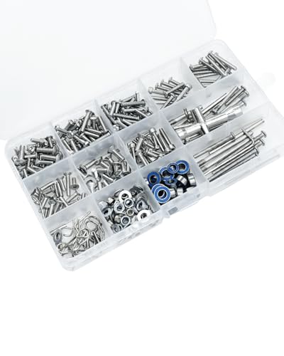 Screw Kit Hardware Fasteners for 1/10 Slash,Stampede,Rustler,Hoss 2WD,Metal Steel Bearing Screw Kit Boxed Hops Up