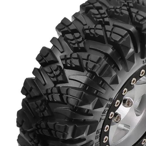 STMU Negative Offset 10.4mm 1.9 Beadlock Wheel Rims Aluminum and 1.9 RC Crawler Tires 4.33 Inch OD Foam Inserts for Traxxas TRX4 Axial SCX10 SCX10 II III RBX10 Redcat Gen 8 (Silvery) - color: Silvery