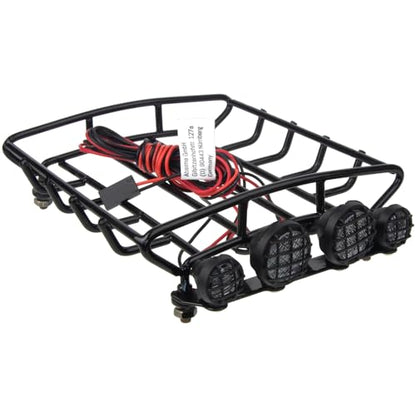 RC Car Metal Roof Luggage Rack with LED Lights for Tamiya Sand Scorcher Monster Beetle 1/10 Crawler Car Upgrade Parts