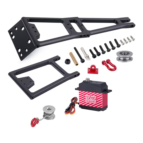 AMK 1/10 Scale RC Truck and Tow Build Kit Updates, Winch Double Stent Rescue Truck Tow Crane Arm Wrecker Kit for 1/10 RC Crawler and Trailer SCX10 TRX4 Capra LCG Chassis DIY Build Updates (Black) - color: Black