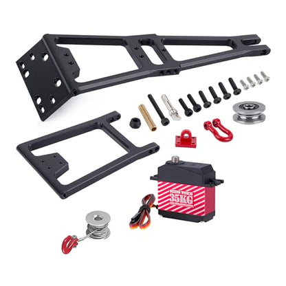 AMK 1/10 Scale RC Truck and Tow Build Kit Updates, Winch Double Stent Rescue Truck Tow Crane Arm Wrecker Kit for 1/10 RC Crawler and Trailer SCX10 TRX4 Capra LCG Chassis DIY Build Updates (Black) - color: Black