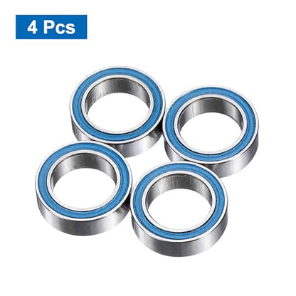 uxcell 4 Pcs MR128-2RS Deep Groove Micro Bearing, 8x12x3.5mm Double Rubber Sealed Chrome Steel Small Bearings (ABEC5, Z4 Low Noise) - size: MR128-2RS