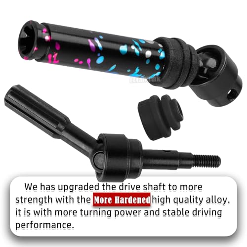 Drive Shaft Axles Upgrades Part for 1/10 4WD Slash/Rustler/Stampede/Jat0 4X4(BL-2s)(VXL),F0rd F15O,RC Front & Rear Steel DriveShaft CVD w/Hex Hops Up,#9051#9052,Colour - color: Colour - (4pcs Driveshafts)