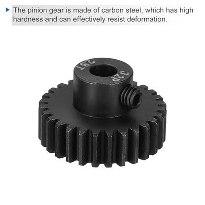 MECCANIXITY RC 32P Hardened Pinion Gear 5mm Shaft, 28T Motor Gears Carbon Steel for 1/10 RC Model Car Boat Drone - style: 28T