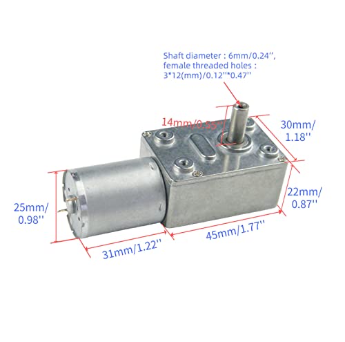 CHACNS DC Worm Gear Motor 370WG 12V DC 10RPM for Range Hood Nesting Machine Smart Equipment - size: 12V, style: 10 RPM
