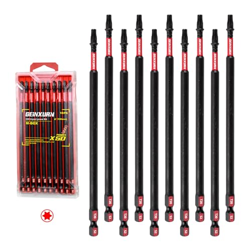 10Pieces 6 In. T20 Impact Tough Magnetic Screwdriver Bit Set, #20 Torx Head Power Bits, S2 Alloy Steel Star Bits with Storage M-Box - color: 10 Pcs, size: T20 - 6 in