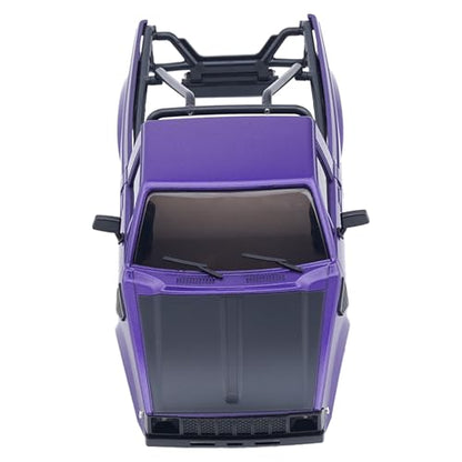 DJX SCX24 Body Shell with Bed Rack for Axial SCX24 C10 Bronco Wrangler Base Camp 1/24 RC Crawler Car (Purple) - color: Purple