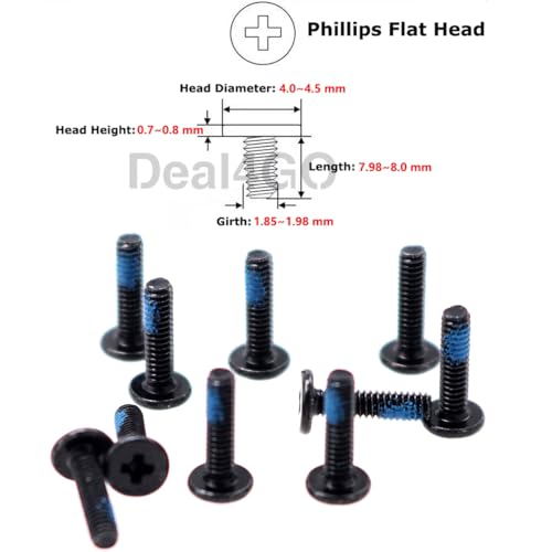 Deal4GO M2x8mm Flat-Head Phillips Screw Replacement for ASUS Dell HP Acer Lenovo MSI Laptop Bottom Case Hard Drive Carrier - size: M2x8.0mm