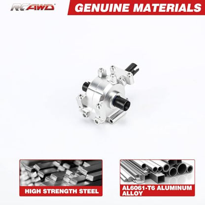 RCAWD Front Diff Set Aluminum Diff Case and Steel Differential Gear and Outdrive for 1-10 Losi Baja Rey Rock Rey Upgrade Parts (Silver)