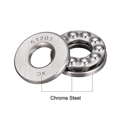 uxcell 51201 Miniature Thrust Ball Bearing 12mm x 28mm x 11mm Chrome Steel with Washer 2pcs - size: 12mmx28mmx11mm