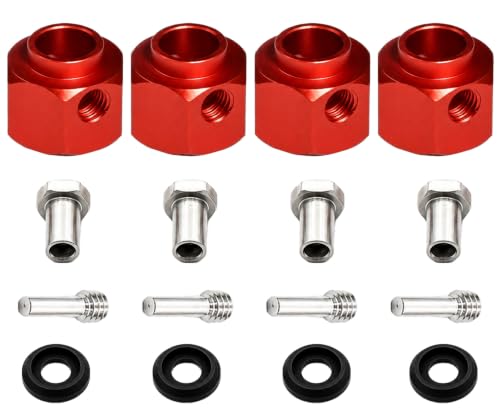 4PCS 12mm Hex Hub 8mm Offset Wheel Hex Extension for Traxxas TRX4 TRX6 1/10 | CNC Metal Wheel Spacer for RC Crawlers Helps Increase Track Width and Side-Hill Stability Reduce Vibration Add Tire Clearance - color: red