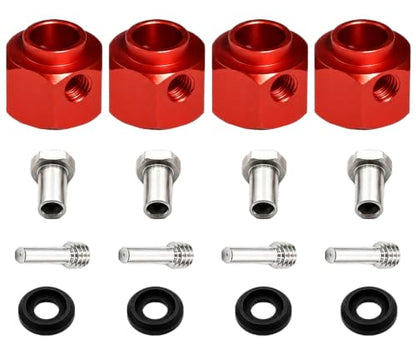 4PCS 12mm Hex Hub 8mm Offset Wheel Hex Extension for Traxxas TRX4 TRX6 1/10 | CNC Metal Wheel Spacer for RC Crawlers Helps Increase Track Width and Side-Hill Stability Reduce Vibration Add Tire Clearance - color: red