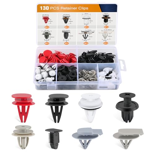 GOOACC 130PCS Body Interior and Exterior Retainer Fastener Clip Rocker Moulding Clip W/Sealer for Mini Cooper 51-71-7-127-742 07-13-1-480-419 BMW Lawson Clip Lizard - color: 130Pcs Rivet Clips
