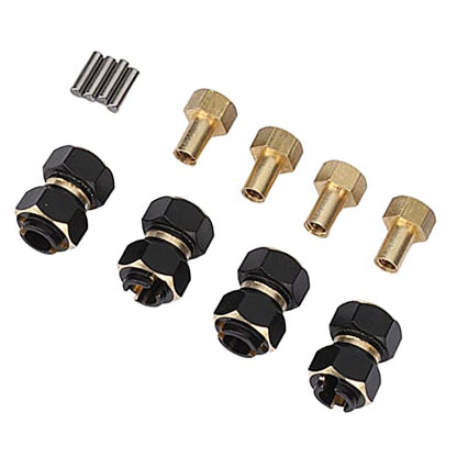 AYNEFY 10mm Brass Wheels Hex Hub Extension, Solid Brass Hex Drive Adapter 4PCS, 7mm Dia 3.5mm Center Aperture, Stable Fit for 1 18 RC Crawler Upgrade