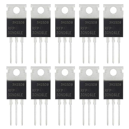 RFP30N06LE N-Channel Power MOSFET Transistors 30A 60V P30N06LE Mosfets Transistor 30 Amp 60 Volt TO-220 (Pack of 10Pcs) - style: RFP30N06LE