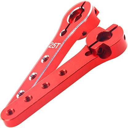 2Pcs ShareGoo 25T Servo Horn 56mm Metal 25 Teeth Extension Steering Servo Arm Compatible with 30-100CC Balsa Airplanes RC Plane Helicopter Car (Red) - color: Red