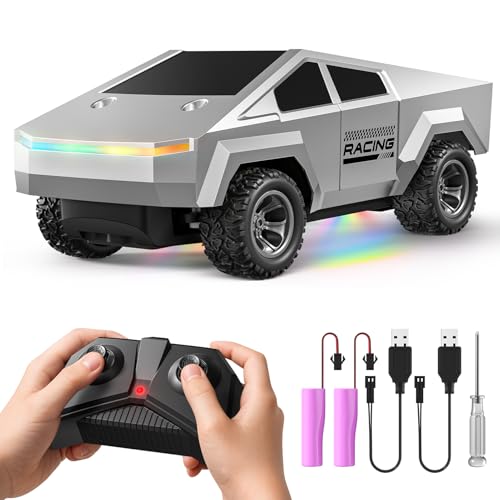 HOMETALL Remote Control Car RC Trucks - 2WD RC Truck Toy RC Cars for All Terrain, 1/24 Scale Pick-up Hobby Monster Truck Toys 2.4GHz Off-Road Vehicles Kids Gifts for Boys/Girls Age 3+, Silver - color: Silver