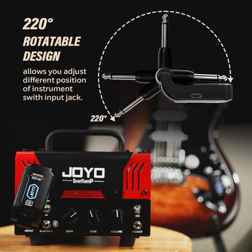 JOYO 5.8GHz Wireless Guitar System Rechargeable Transmitter Receiver with 4 Channels, Low Latency, 48kHz/24Bit, 65ft Range, 6 Hour Battery for Electric Guitar & Bass (JW-02S) - style: 5.8GHz