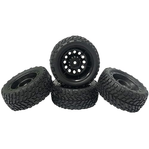 4PCS 75mm Rubber Tyres Tires with Foam Inserts and Plastic Wheel Rims 12mm Hex for 1/10 On-Road RC Drift Touring Car 1/14 1/16 1/18 Rally Car Replacement Parts(V-Black) - color: V-black