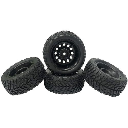 4PCS 75mm Rubber Tyres Tires with Foam Inserts and Plastic Wheel Rims 12mm Hex for 1/10 On-Road RC Drift Touring Car 1/14 1/16 1/18 Rally Car Replacement Parts(V-Black) - color: V-black