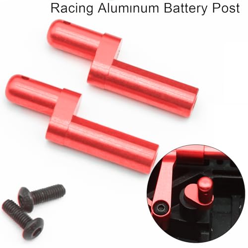 TT02 Aluminum Battery Post, 2Pcs Battery Holder Upgrade Replacement Parts Durable Battery Post for Tamiya TT02 1/10 on Road RC Car Battery Mount Upgrade Kit, TT02B Quick Release Battery Holder Red - color: Red
