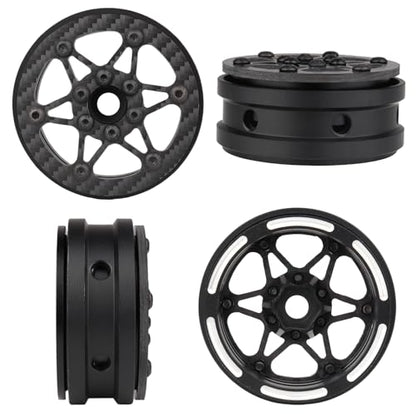 HobbyPark Carbon Fiber 1.9 Beadlock Wheels Rims for TRX4 SCX10 1/10 Crawler Car 1.9 inch Beadlocks Upgrades (Style B) - style: Style B