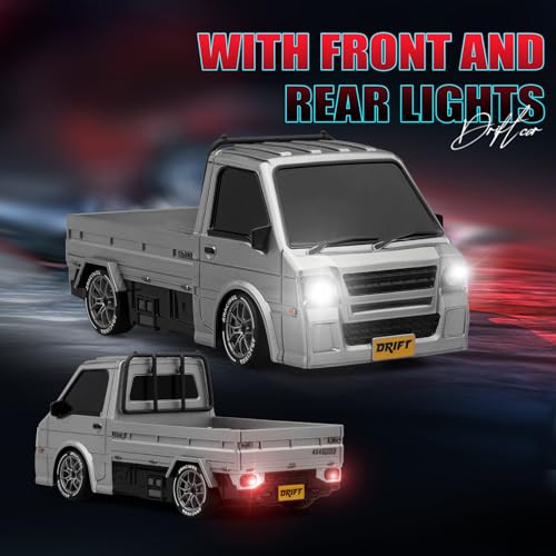 ACAMMZAR RC Drift Car, 1:24 Remote Control Car, 20KM/H 4WD Drift RC Truck with Lights, Extra Racing Tires, High Speed RC Cars for Kids Adults Boys Girls - color: 817 Gray