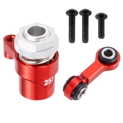 Servo Saver Arm 25T Steering Drag Link for Tra-xxas 1/16 Mini Maxx | 2S 1/10 4WD Ford GT 4-TEC 2.0 3.0 RC Car Upgrade Red 7075 Aluminum - color: Red