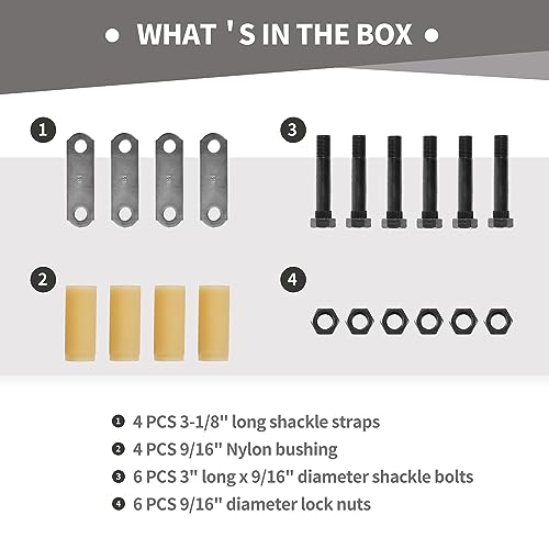 Lonffery Trailer Alex Shackle Kit, 312L Shackle Strap Fit for 3500lb-7200lb Double Eye Spring - size: 312-1PC