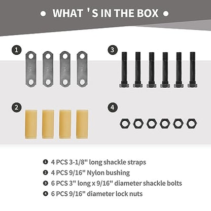 Lonffery Trailer Alex Shackle Kit, 312L Shackle Strap Fit for 3500lb-7200lb Double Eye Spring - size: 312-1PC