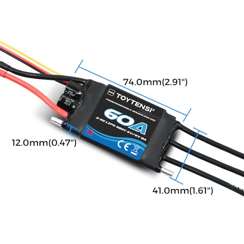 60A 2–6S Water-Cooled Brushless Marine ESC for RC Boat, Boat ESC with XT60 & 3.5mm Bullet Connectors
