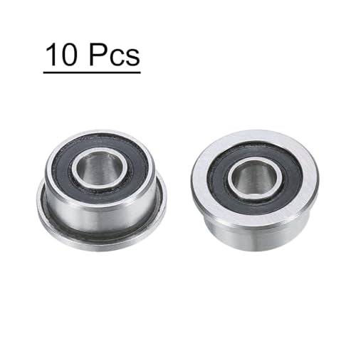 uxcell F693-2RS Flanged Ball Bearing 3x8x4mm Double Sealed Chrome Steel Flange Bearings, 10pcs - size: F693-2RS