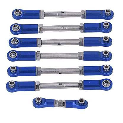 7PCS Adjustable Links Set for Slash Rustler - RC Accessories - 1/10 RC Car Adjustable Steering Linkage Kit with 87-103mm Links (Blue) - color: Blue