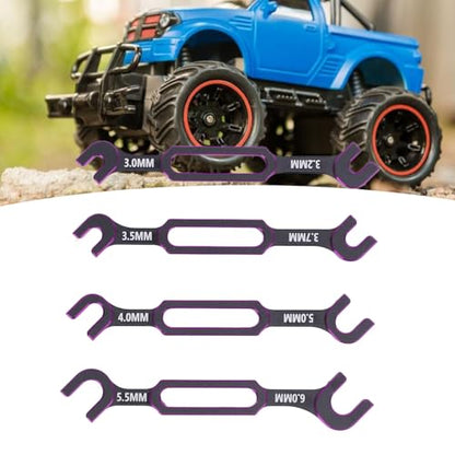 Drfeify 4PCS RC Car Wrench Repair Tool, 3.0/3.2/3.5/3.7/4.0/5.0/5.5/6.0mm RC Turnbuckle Nut Ball Joint Remover Universal Upgrade Parts (Purple) - color: Purple