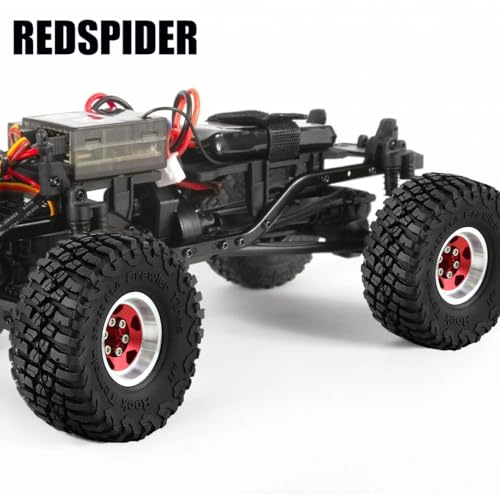 REDSPIDER 1.0 Tires Metal Wheel hub Set（4pcs）， 1.0 Crawler Tires for 1：24 1:18 RC Scale Rock Crawler Car SCX24 FMS FCX24 TRX4M Axial AX24 90081 Gladiator Bronco C10 (Green) - color: Green
