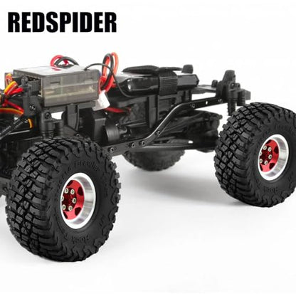 REDSPIDER 1.0 Tires Metal Wheel hub Set（4pcs）， 1.0 Crawler Tires for 1：24 1:18 RC Scale Rock Crawler Car SCX24 FMS FCX24 TRX4M Axial AX24 90081 Gladiator Bronco C10 (Green) - color: Green
