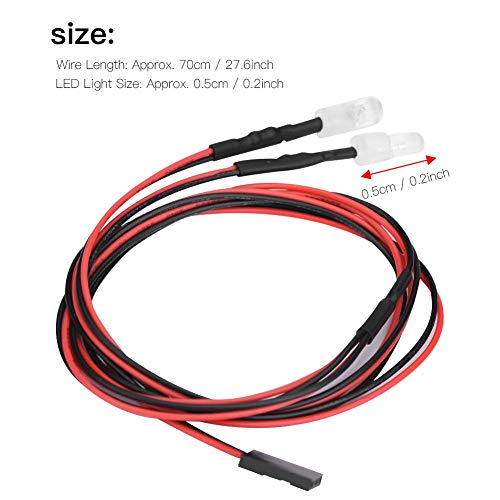 RC LED Light Kits, 2PCS 5mm Headlights RC Accessory LED Lights for 1/10 Model Drift Car Vehicle(12# Red Light)