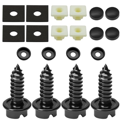 Rustproof Car License Plate Screw Kit, Stainless Steel Anti-Theft Anti-Rattle License Plate Frames Cover Fasteners, Universal Auto Self-Tapping Mounting Bolts for Car/Truck/SUV(4Sets) - size: 4Sets