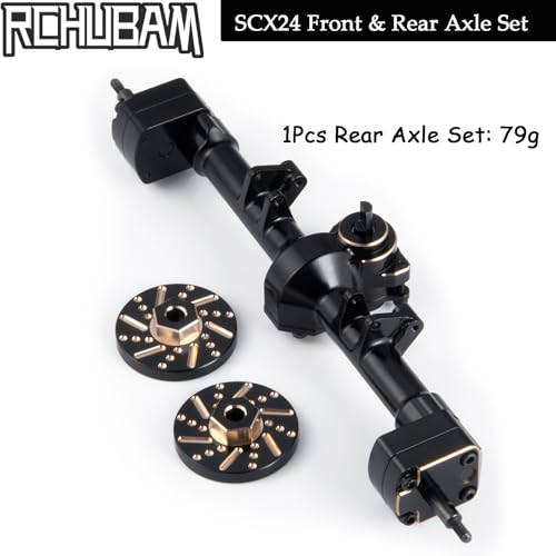 RCHUBAM RC Front & Rear Axle Set Metal Complete Axle with Steering Weights for 1/24 Axial SCX24 RC Crawler Deadbolt C10 Upgrades Accessories Part (Complete Axle Set) - style: Complete Axle Set