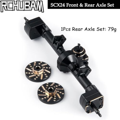 RCHUBAM RC Front & Rear Axle Set Metal Complete Axle with Steering Weights for 1/24 Axial SCX24 RC Crawler Deadbolt C10 Upgrades Accessories Part (Complete Axle Set) - style: Complete Axle Set
