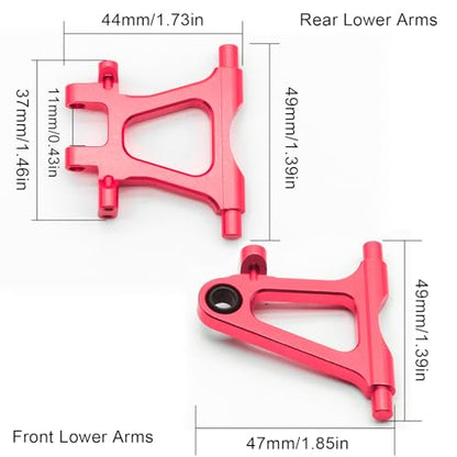 Aluminum Alloy Front & Rear Lower Suspension Arms Kit for Tamiya TT02 1/10 Scale on Road RC Car Upgrade Parts, High-Precision TT-02 Lower Arms Set, Includes TT02 Chassis Lower Front/Rear Arms & Screws - color: Red, size: Front Rear Lower Suspension Arms
